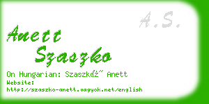 anett szaszko business card